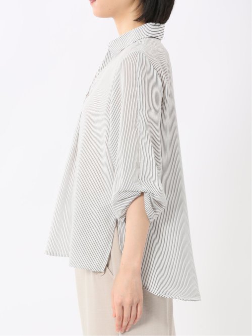 袖タックかぶり スキッパーシャツチュニック