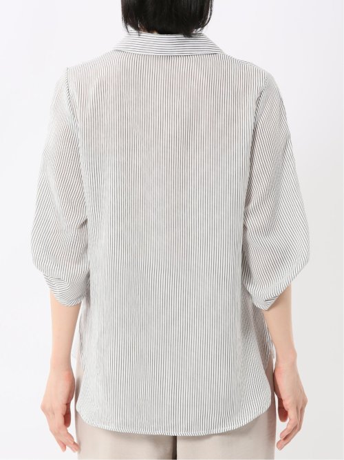 袖タックかぶり スキッパーシャツチュニック