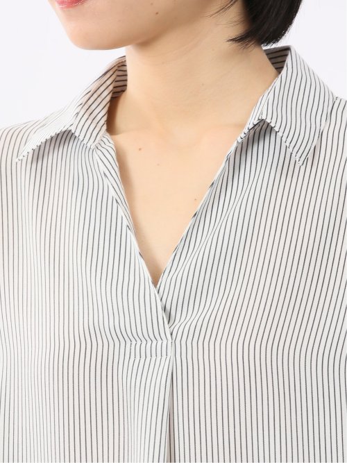 袖タックかぶり スキッパーシャツチュニック