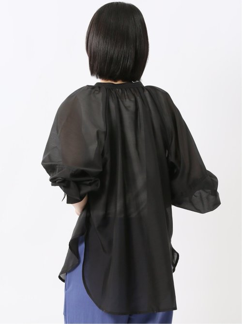 ラグランギャザー シアー長袖シャツ