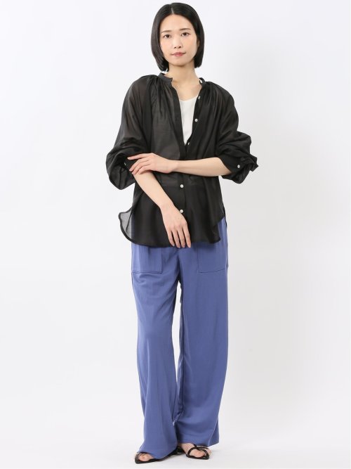 ラグランギャザー シアー長袖シャツ