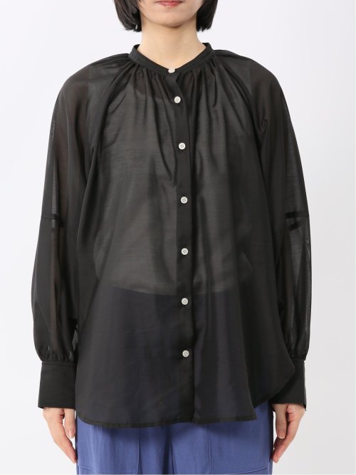 ラグランギャザー シアー長袖シャツ