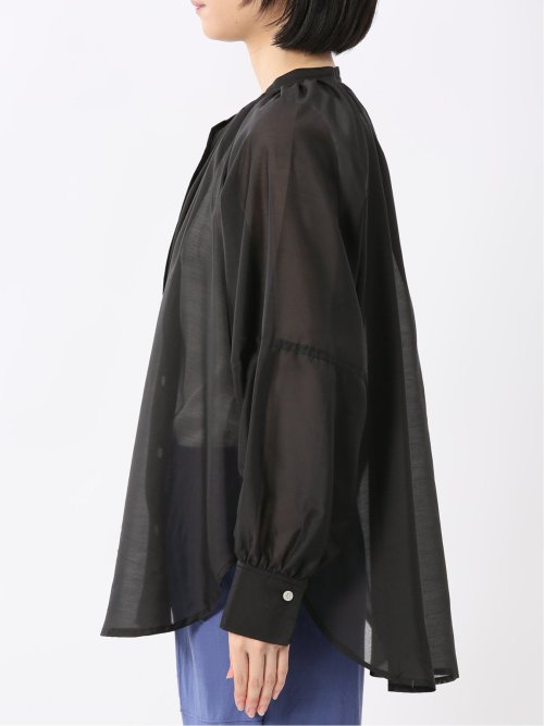 ラグランギャザー シアー長袖シャツ