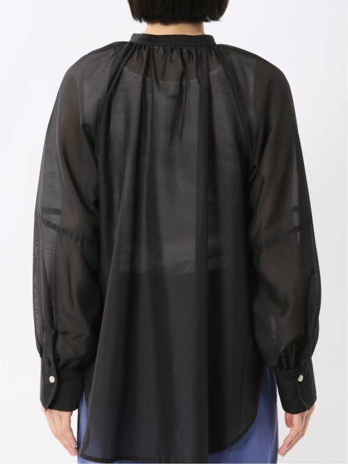 ラグランギャザー シアー長袖シャツ