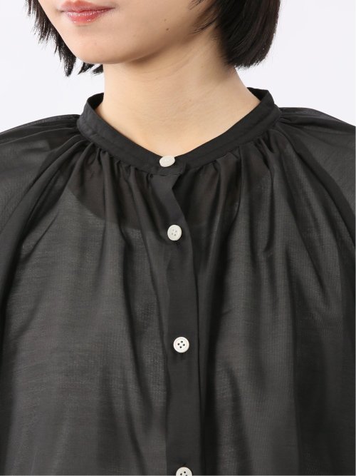 ラグランギャザー シアー長袖シャツ