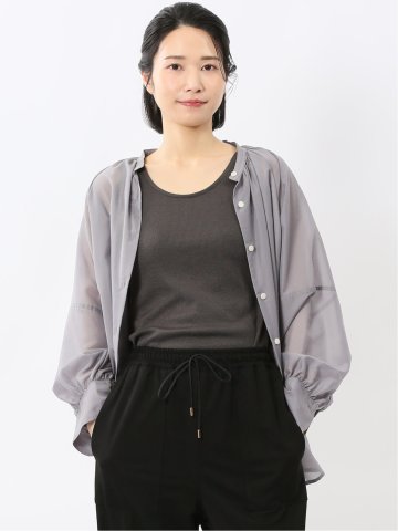 ラグランギャザー シアー長袖シャツ