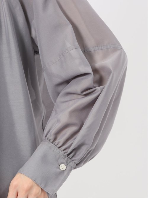 ラグランギャザー シアー長袖シャツ