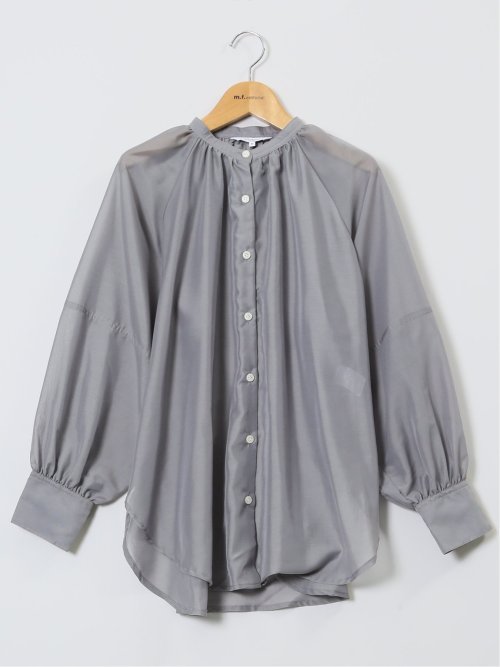 ラグランギャザー シアー長袖シャツ
