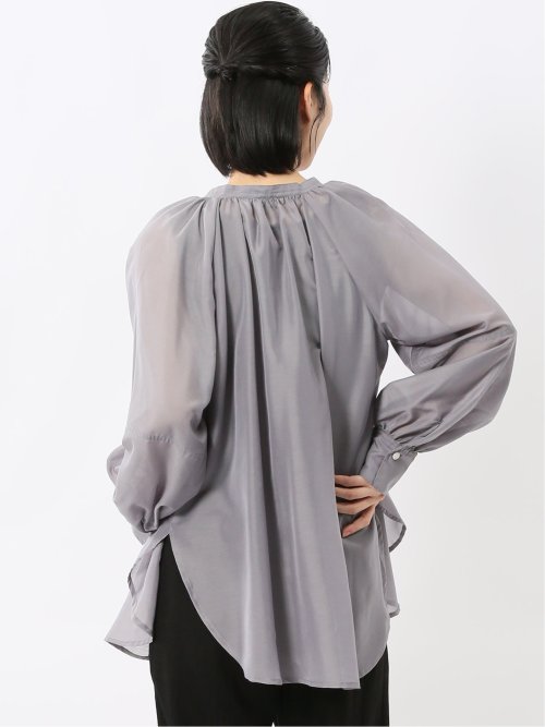 ラグランギャザー シアー長袖シャツ