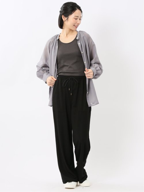 ラグランギャザー シアー長袖シャツ