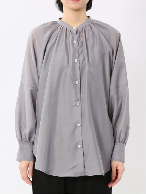 ラグランギャザー シアー長袖シャツ