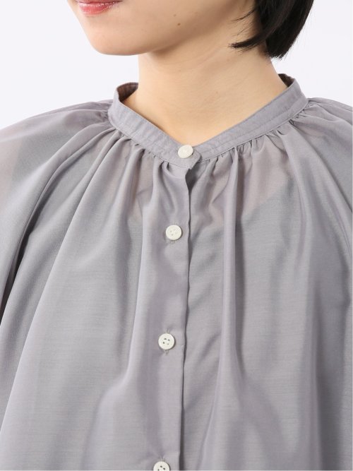 ラグランギャザー シアー長袖シャツ