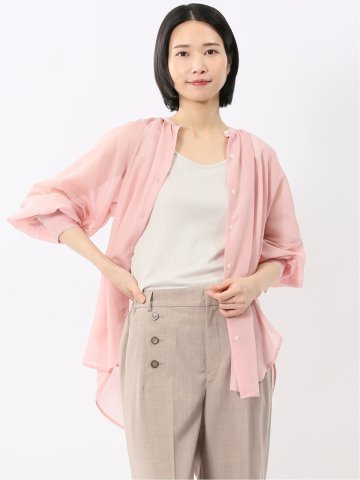 ラグランギャザー シアー長袖シャツ