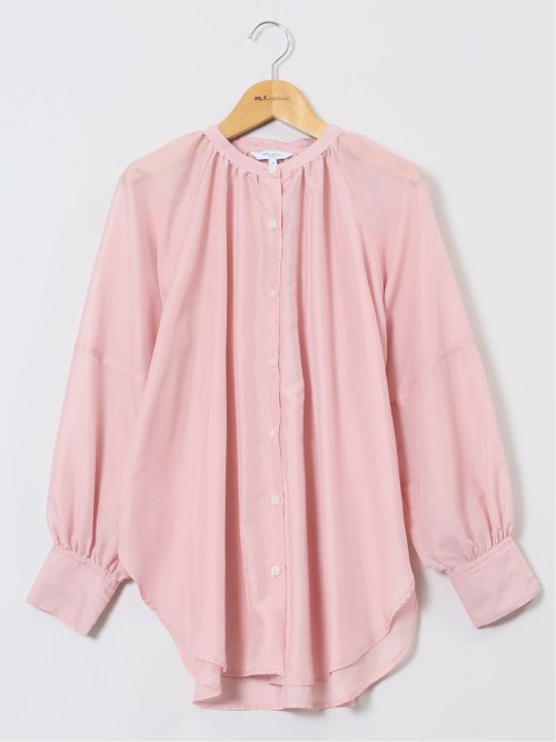 ラグランギャザー シアー長袖シャツ