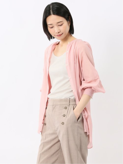 ラグランギャザー シアー長袖シャツ