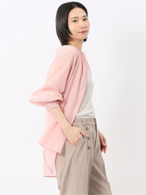 ラグランギャザー シアー長袖シャツ