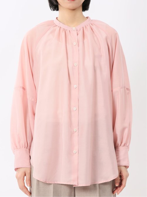 ラグランギャザー シアー長袖シャツ