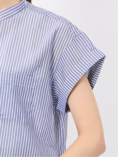 ダブルポケット バンドカラーシャツ