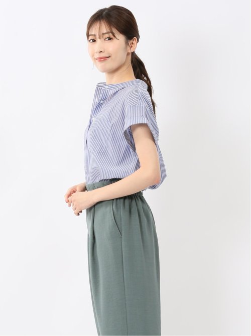 ダブルポケット バンドカラーシャツ