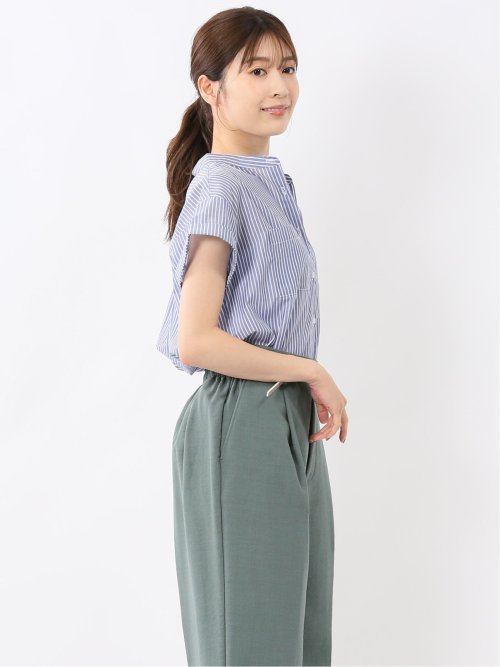 ダブルポケット バンドカラーシャツ