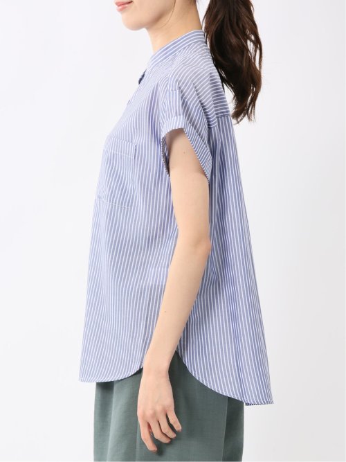 ダブルポケット バンドカラーシャツ