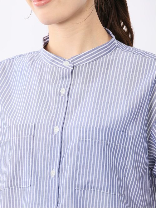 ダブルポケット バンドカラーシャツ