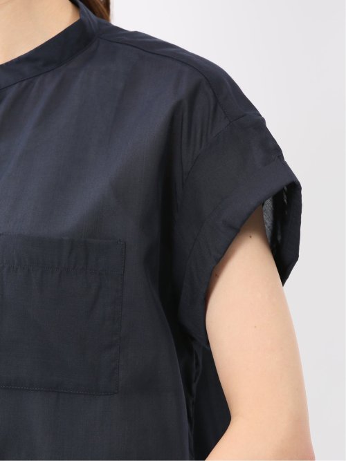 ダブルポケット バンドカラーシャツ