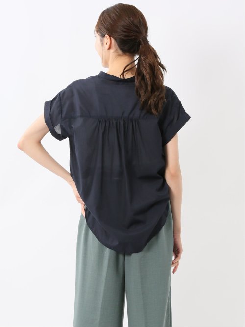 ダブルポケット バンドカラーシャツ