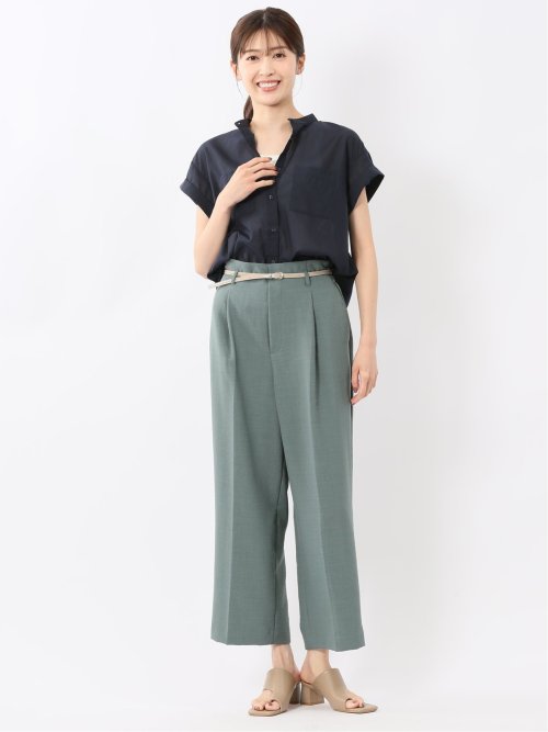 ダブルポケット バンドカラーシャツ