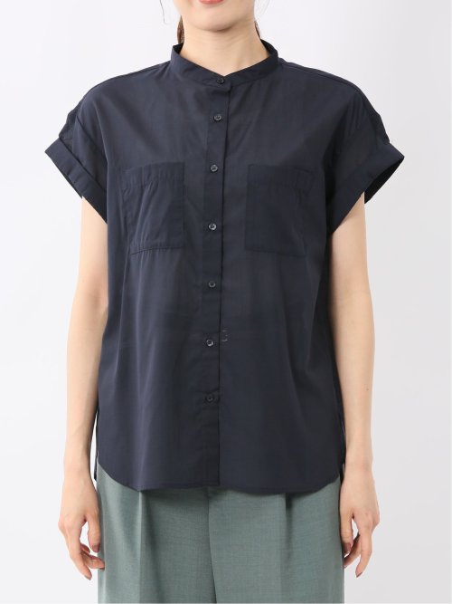 ダブルポケット バンドカラーシャツ