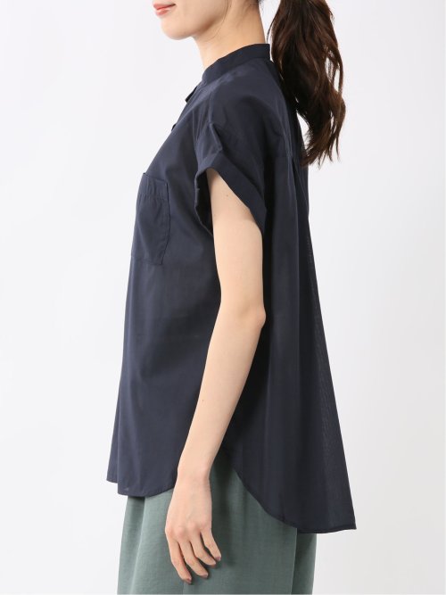 ダブルポケット バンドカラーシャツ