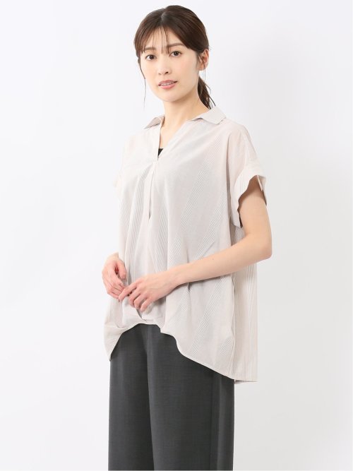 フロントタックかぶり スキッパーシャツ(M 33ベージュ): ワイシャツ