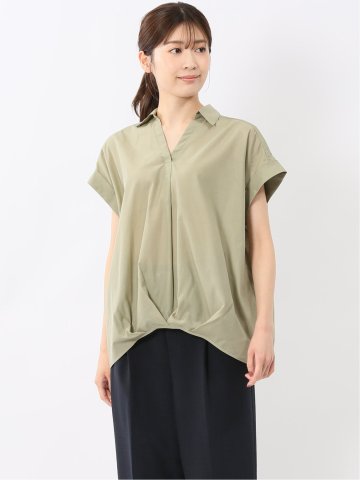 フロントタックかぶり スキッパーシャツ