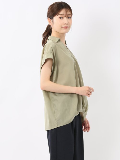 フロントタックかぶり スキッパーシャツ