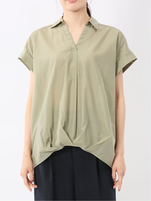 フロントタックかぶり スキッパーシャツ