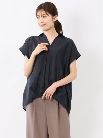 フロントタックかぶり スキッパーシャツ