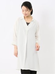 吸水速乾 7分袖 スキッパー シャツワンピース