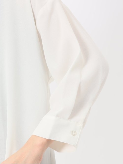 吸水速乾 7分袖 スキッパー シャツワンピース