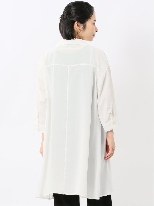 吸水速乾 7分袖 スキッパー シャツワンピース