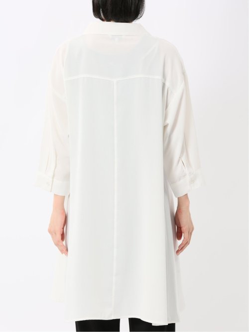 吸水速乾 7分袖 スキッパー シャツワンピース