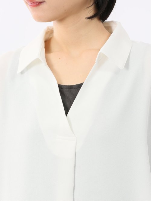 吸水速乾 7分袖 スキッパー シャツワンピース