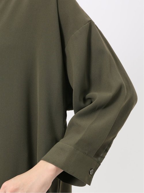 吸水速乾 7分袖 スキッパー シャツワンピース