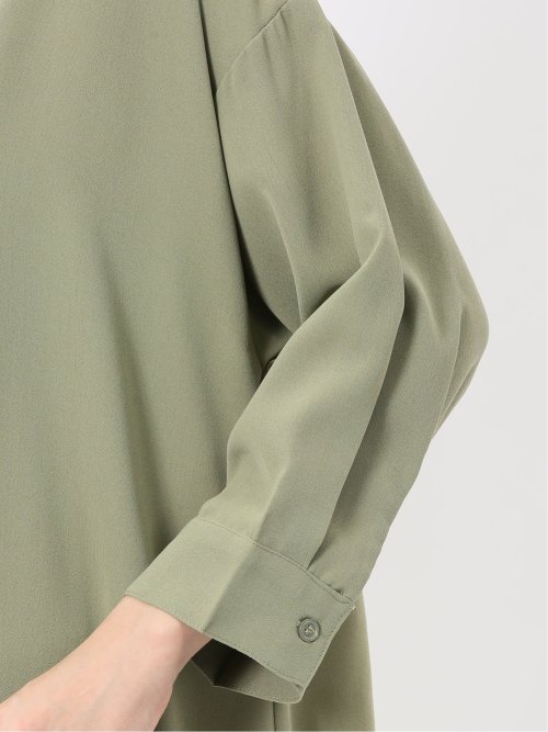 吸水速乾 7分袖 スキッパー シャツワンピース