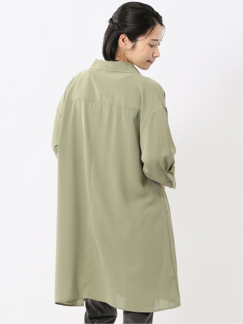 吸水速乾 7分袖 スキッパー シャツワンピース