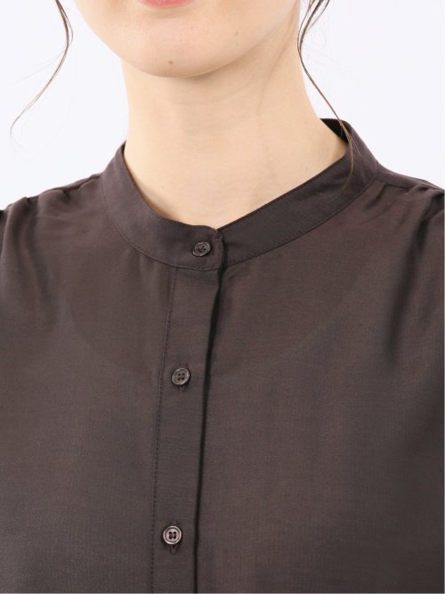 マオカラー 袖フリル ブラウス