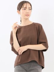 麻調合繊 コクーン半袖ブラウス