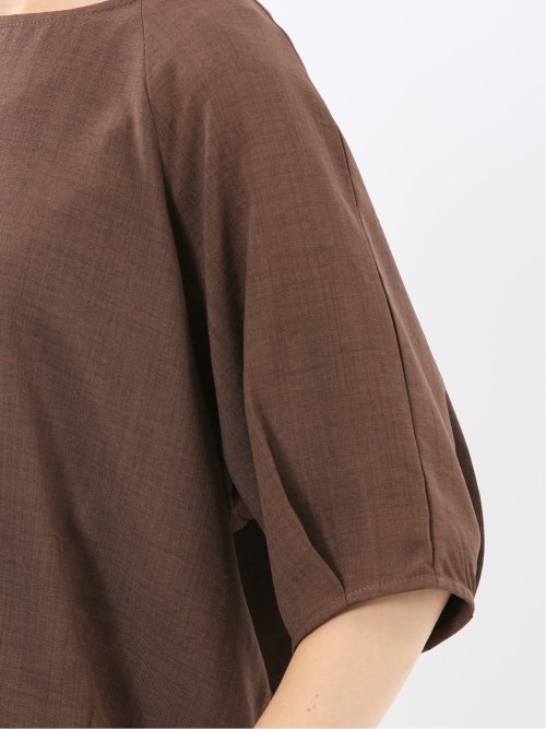 麻調合繊 コクーン半袖ブラウス