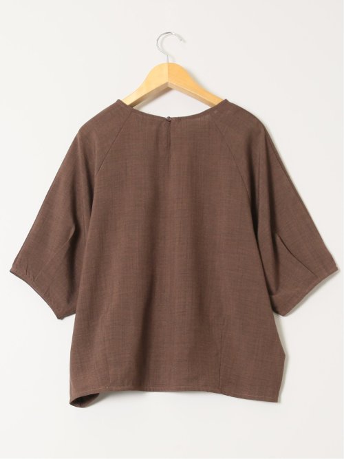 麻調合繊 コクーン半袖ブラウス