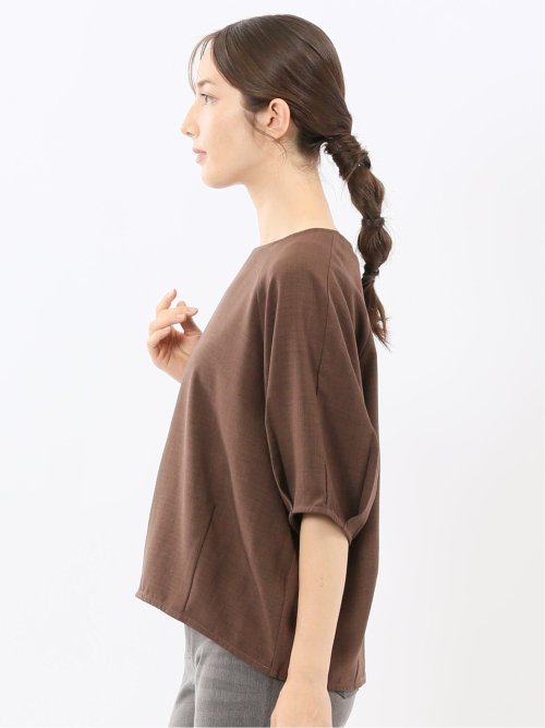 麻調合繊 コクーン半袖ブラウス
