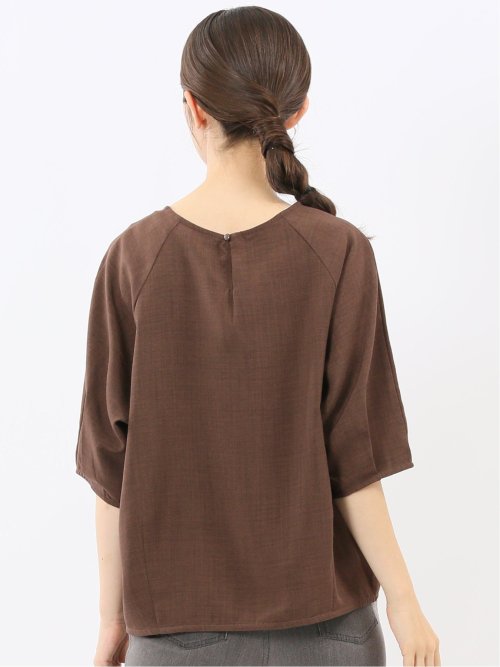 麻調合繊 コクーン半袖ブラウス